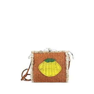 SERPUI Women's Beige Straw Color Block Single Strap Crossbody Handbag Purse